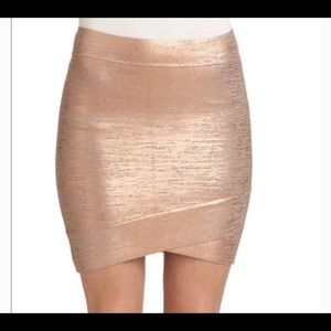 BCBGMaxazria Metallic Rose Sylvie Bandage Skirt